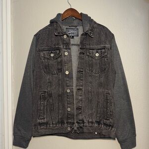 Washed Black Denim Jacket with Gray Sleeves